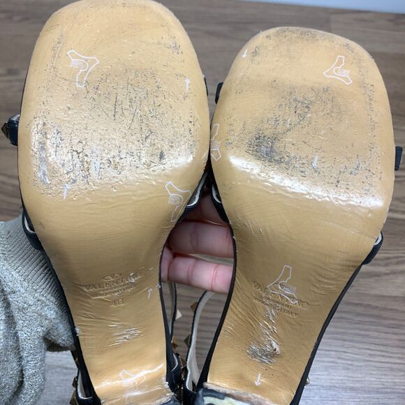 Valentino Garavani Rockstud Women's Size EU 40 Black Leather Stiletto Sandals. - Picture 13 of 15